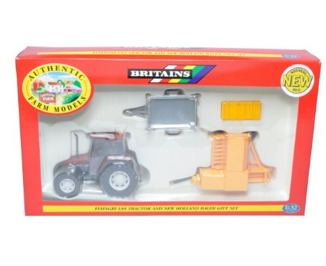 Britains Farm 1/32 diecast model issue comprising No. 09675 Fiat L85 Tractor and Baler Set. Excellent in excellent box. 