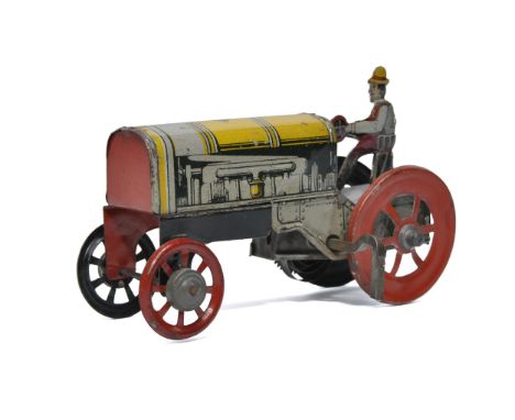 Distler Penny Toy German Mechanical Tractor with driver. In working order. Displays good with some relatively minor marks of 