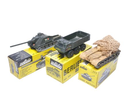 Trio of Solido diecast military issues. Good to very good, one box incorrect for issue. 