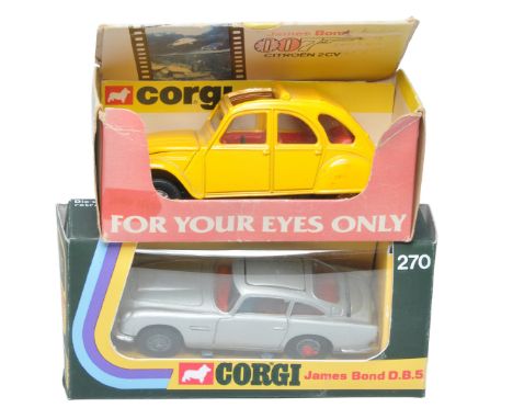 Corgi James Bond 007 duo comprising No. 270 Aston Martin DB5 (Excellent plus repro instructions in Reproduction box) plus Cit