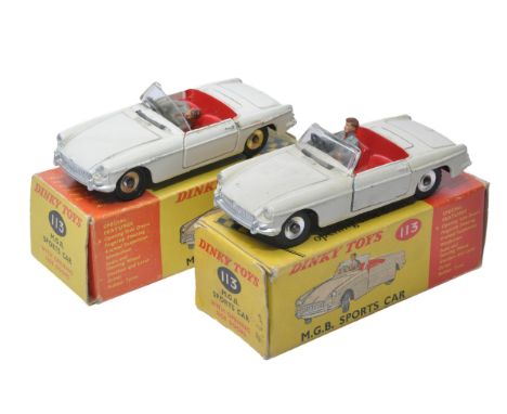 Dinky Duo comprising No. 113 MGB Sports Car x 2. Both fair to good in one fair (missing flaps) and one good box. 