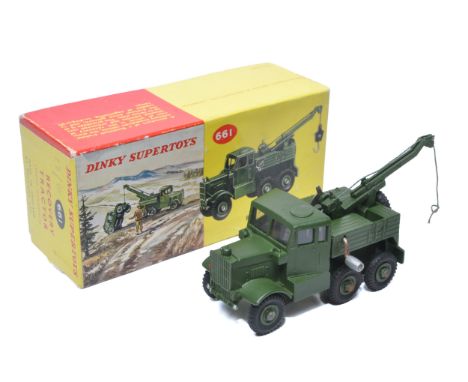 Dinky No. 661 Army Recovery Tractor with windows. Later issue displays excellent with little sign of wear, hook not attached.