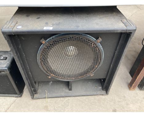 A LARGE SPEAKER AND TWO AMPLIFIERS TO INCLUDE A PEAVEY 