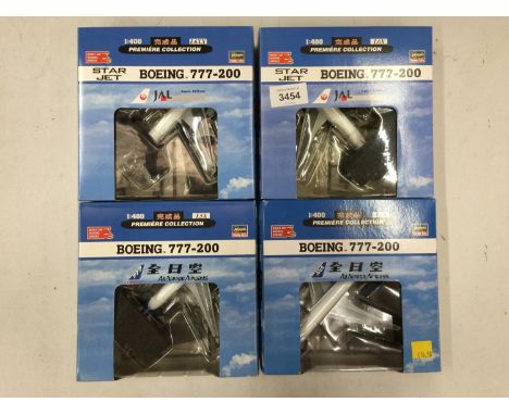 FOUR BOXED 1:400 SCALE PREMIERE COLLECTION BOEING AEROPLANE MODELS 