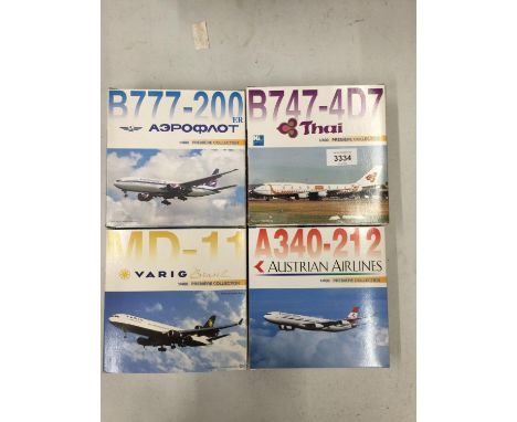 FOUR BOXED 'PREMIERE COLLECTION' MODEL AEROPLANES - SCALE 1:400 