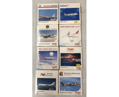 EIGHT BOXED HERPA WINGS COLLECTION MODEL AEROPLANES - SCALE 1:500 