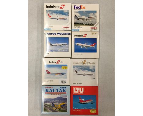EIGHT BOXED HERPA WINGS COLLECTION MODEL AEROPLANES - SCALE 1:500 