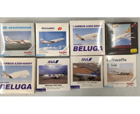 EIGHT 1:500 SCALE BOXED MODEL AEROPLANES 