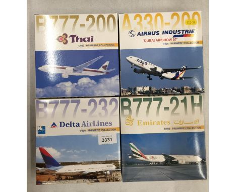 FOUR BOXED 'PREMIERE COLLECTION' MODEL AEROPLANES - SCALE 1:400 
