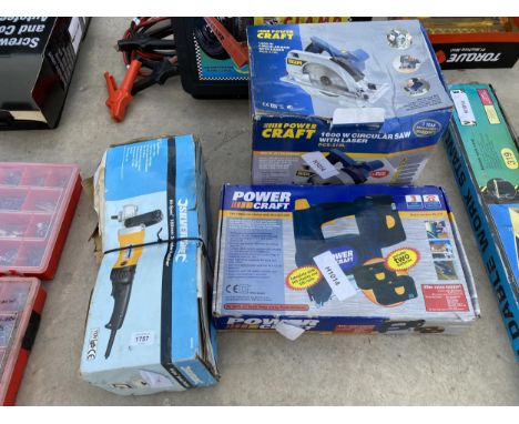 THREE POWER TOOLS TO INCLUDE A POWER CRAFT CIRCULAR SAW AND A SILVERLINE SANDER POLISHER ETC 