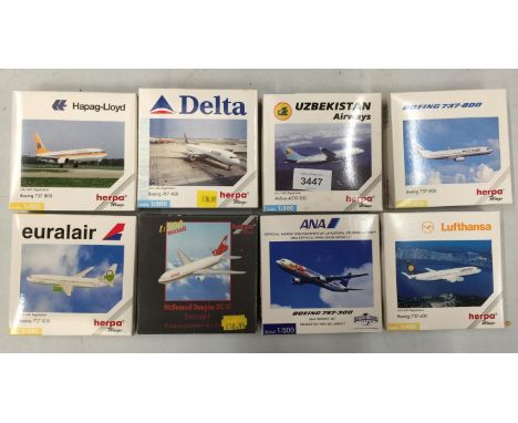 EIGHT 1:500 SCALE BOXED MODEL AEROPLANES 