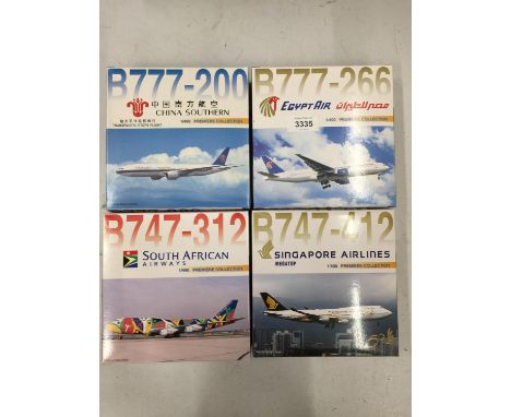 FOUR BOXED 'PREMIERE COLLECTION' MODEL AEROPLANES - SCALE 1:400 