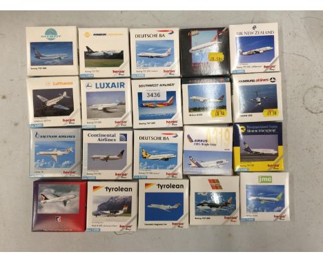 TWENTY BOXED MODEL AEROPLANES, HERPA ETC - SCALE 1:500 