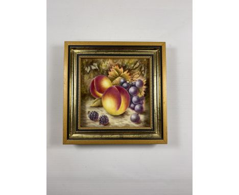 A NIGEL CREED SIGNED ROYAL WORCESTER HAND PAINTED FRUIT PLAQUE, (NOT MARKED TO REVERSE) 