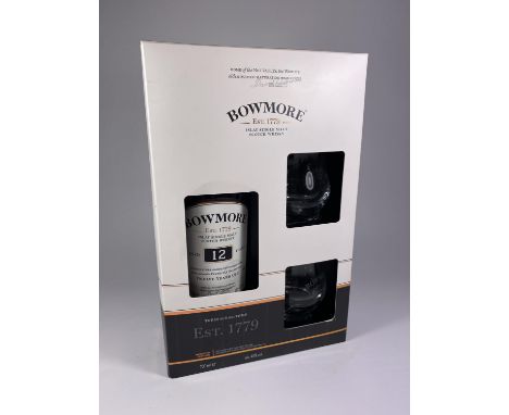 1 X 70CL BOXED GIFT SET &amp; BOTTLE SET - BOWMORE 12 YEAR OLD ISLAY SINGLE MALT SCOTCH WHISKY 