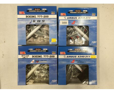 FOUR BOXED 1:400 SCALE PREMIERE COLLECTION BOEING AEROPLANE MODELS 