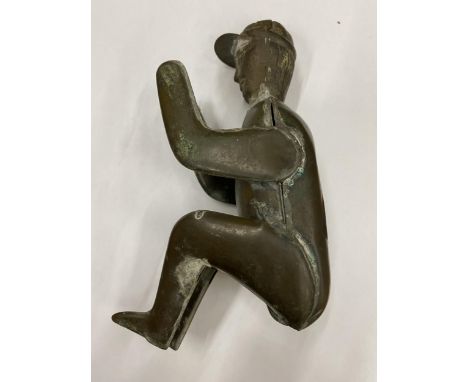 A VINTAGE COPPER MODEL OF A JOCKEY FROM A WEATHER VANE 