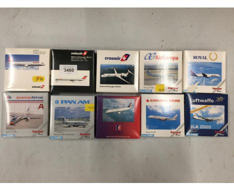 EIGHT 1:500 SCALE BOXED AEROPLANE MODELS 