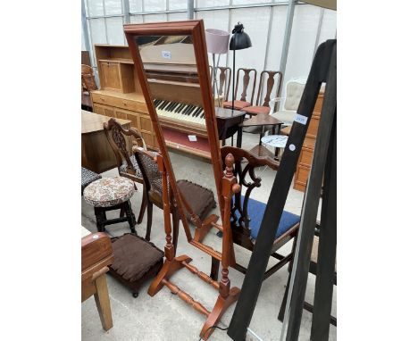A MODERN PINE CHEVAL MIRROR 
