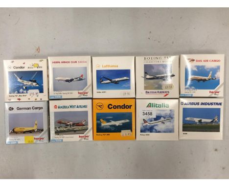 EIGHT 1:500 SCALE BOXED AEROPLANE MODELS 