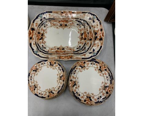 A QUANTITY OF VINTAGE STANLEY POTTERY 'MELBA' PLATES TO INCLUDE PLATTERS, DINNER AND SIDE PLATES 