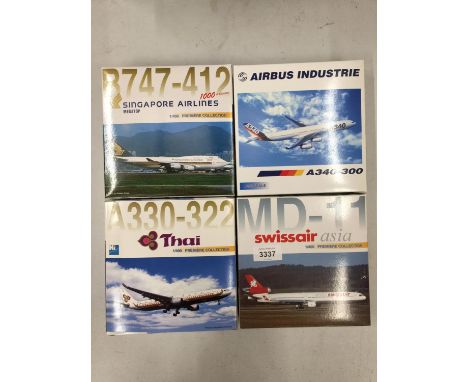 FOUR BOXED 'PREMIERE COLLECTION' MODEL AEROPLANES - SCALE 1:400 