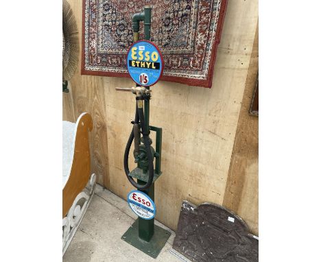 AN 'ESSO' PETROL PUMP WITH BRASS NOZZLE 