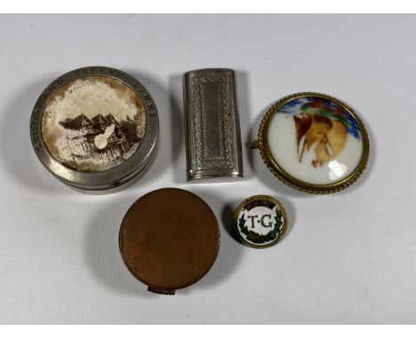 A MIXED LOT OF VINTAGE PILL BOXES AND ENAMEL PIN BROOCH 