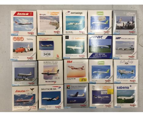 TWENTY BOXED MODEL AEROPLANES, HERPA ETC - SCALE 1:500 