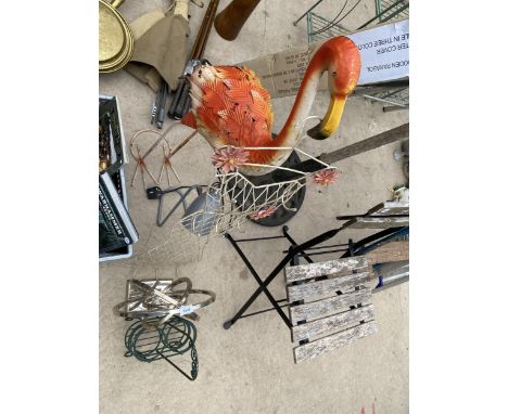 AN ASSORTMENT OF ITEMS TO INCLUDE A LAMP AND A GARDEN FEATURE ETC 