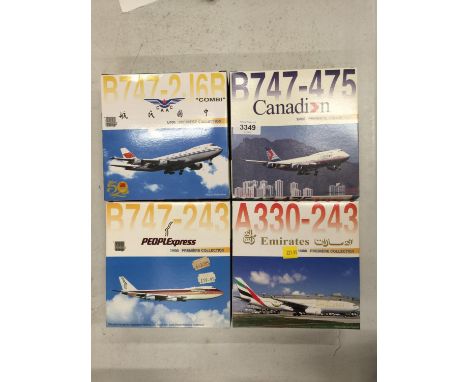 FOUR BOXED 'PREMIERE COLLECTION' MODEL AEROPLANES - SCALE 1:400 