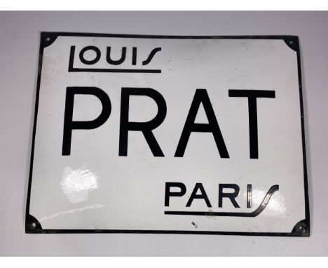 A LOUIS PRAT PARIS ART GALLERY ENAMEL SIGN, 30 X 40CM 