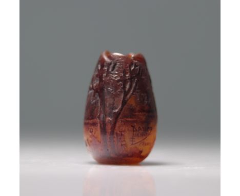 Daum Nancy rare miniature vase with lake decoration - Weight:  50 g - Region: France - Sizes: H=55mm D=35mm - Condition: At f