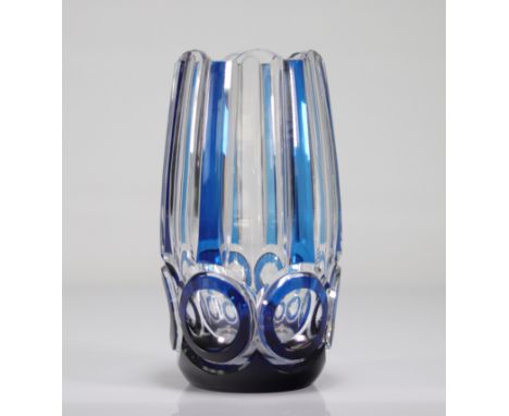 Val Saint Lambert Art Deco vase geometric shapes - Weight:  2.38 kg - Region: Belgique - Sizes: H=250mm D=100mm - Condition: 