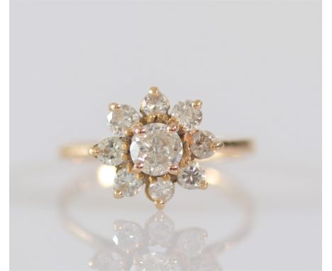 Ring in yellow gold and old cut diamonds in the shape of a star - Weight:  2 g - Sizes: Tour de doigt 53 - Condition: At firs