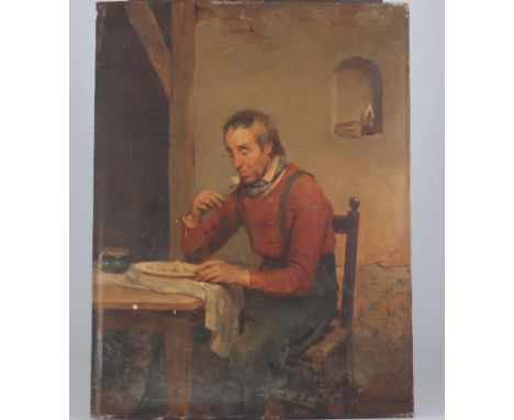Charles Augustin WAUTERS (1811-1869) Oil on panel "dinner" - Weight:  1.30 kg - Region: Belgique - Sizes: H=480mm L=370mm - C