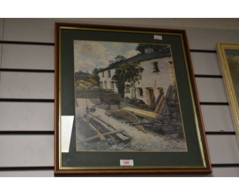 After A.Heaton Cooper (1863-1929) monochrome print, signed to bottom right, Joiners Shop, framed and glazed, 42cm x 49cm.