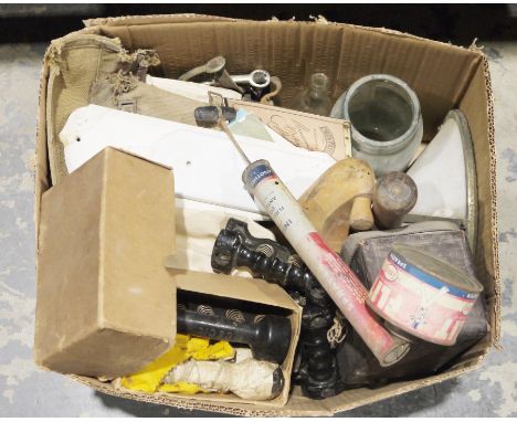 Quantity of collectables and other items to include a small collection of boxing gloves, two large enamelled handled bread bi