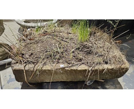 Stone-effect rectangular garden trough, 15cm high x 93cm x 64cm