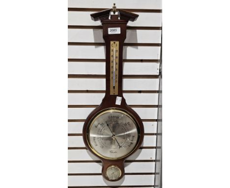 20th century Cleevedon Weathermaster brass-mounted barometer, in stained oak case, 58cm high&nbsp;