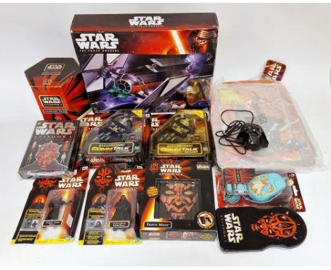 Quantity of Star Wars related toys and collectables to include The Force Awakens B3920 First Order Special Forces Tie Fighter