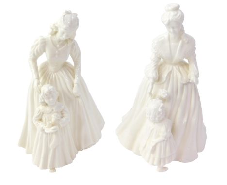 Two Royal Worcester porcelain ladies, comprising Mothering Sunday, limited edition of 9,500, 21cm high, and a Present for San