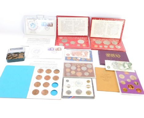 Various coin collections, comprising a case Jamaica 1972 coin set, the Sandhill Coin Folder for Pennies, enclosing pennies fr