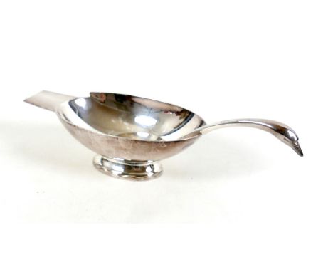 Christian Fjerdingstad (Danish, 1891-1968) for Gallia Christofle, an Art Deco swan shaped sauce boat and spoon, model 0422, f