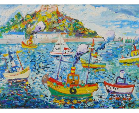 Simeon Stafford (British, b. 1956): 'St. Michael's Mount', oil on canvas, signed and dated '05', titled verso, 75 by 100cm, f