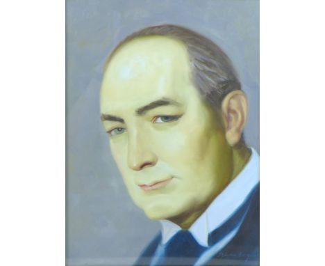 Sylvia Berger: portrait of Edgar Wallace (crime writer contemporary to Agatha Christie) circa 1990s / early 2000s, signed low
