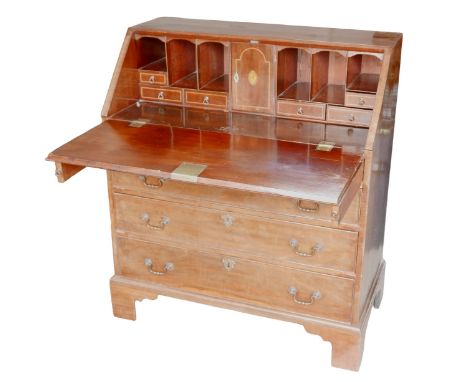 A 19th century mahogany bureau, raised upon bracket feet, 95 by 49.5 by 105.5 cm. 