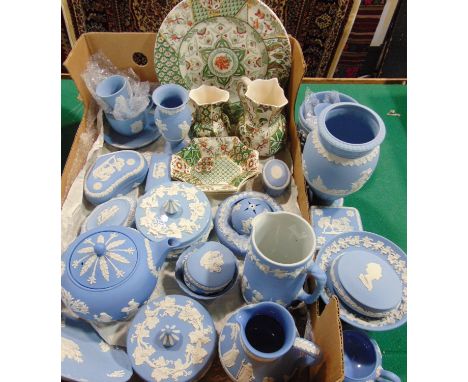 Large collection of Wedgewood blue jasperware and 5 pieces of Masons Ironstone&nbsp; pottery