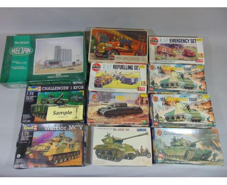 20 model making kits including 6 Airfix military models, Airfix 1914 Dennis Fire Engine, 4 Hasegawa Hobby kits of tanks and 2