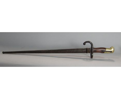 19th century French model 1874 bayonet complete with scabbard, dated 1876, number 19495 